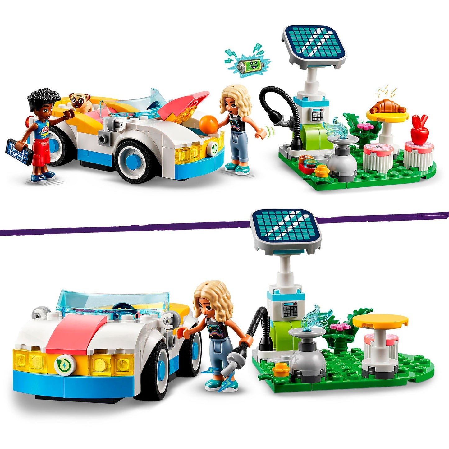 LEGO 42609 Friends E-Auto mit Ladestation, Konstruktionsspielzeug