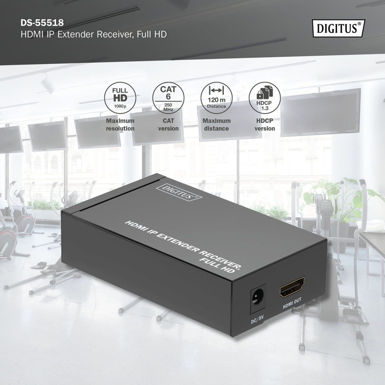 HDMI IP Extender Receiver DS-55518, Full HD, HDMI Verlängerung