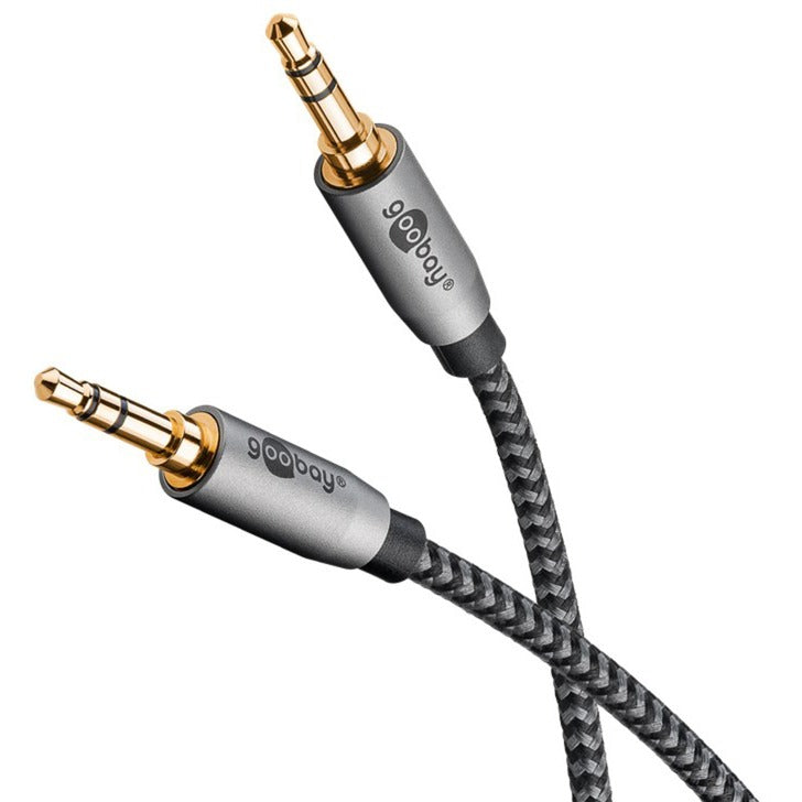 Goobay Plus Audio Verbindungskabel AUX 3,5mm stereo (schwarz/silber, 1 Meter)