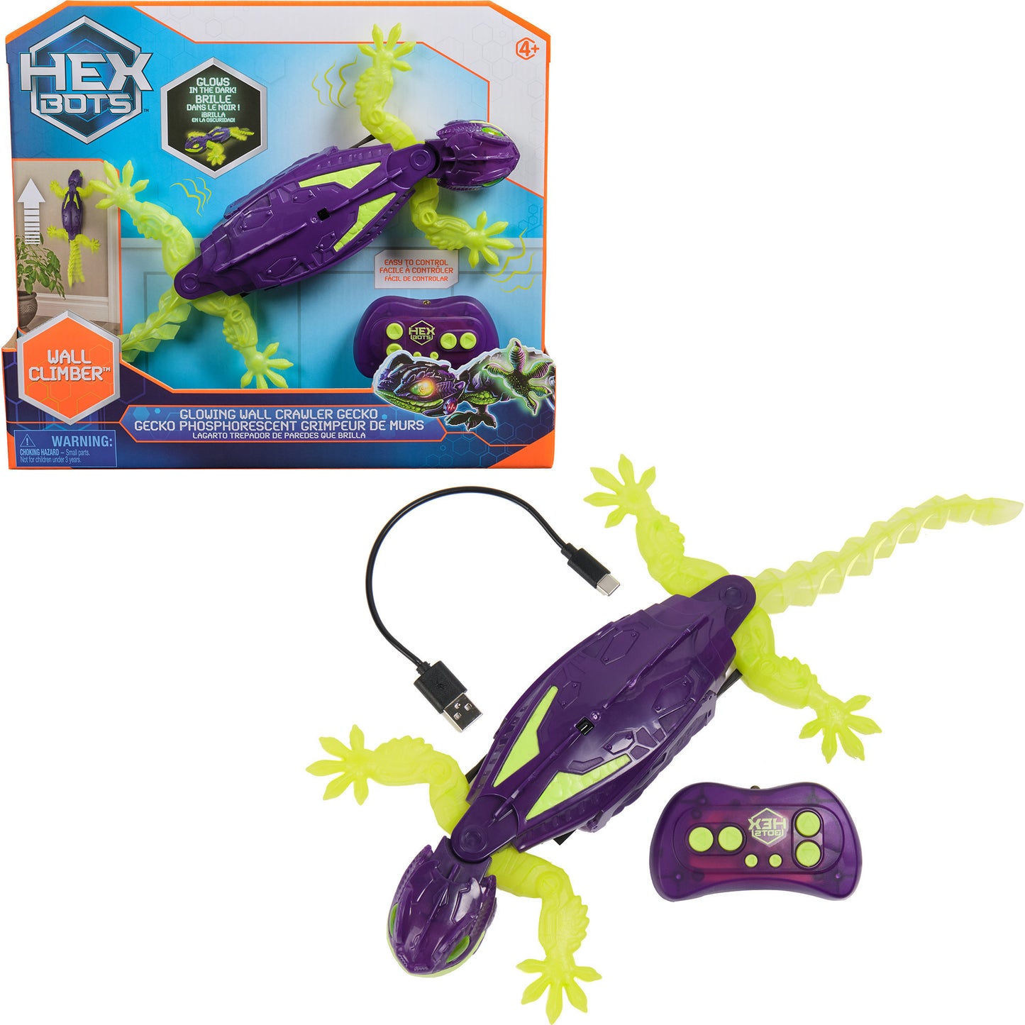 Hex Bots - Wandflitzer-Gecko Glow in the Dark, Spielfigur