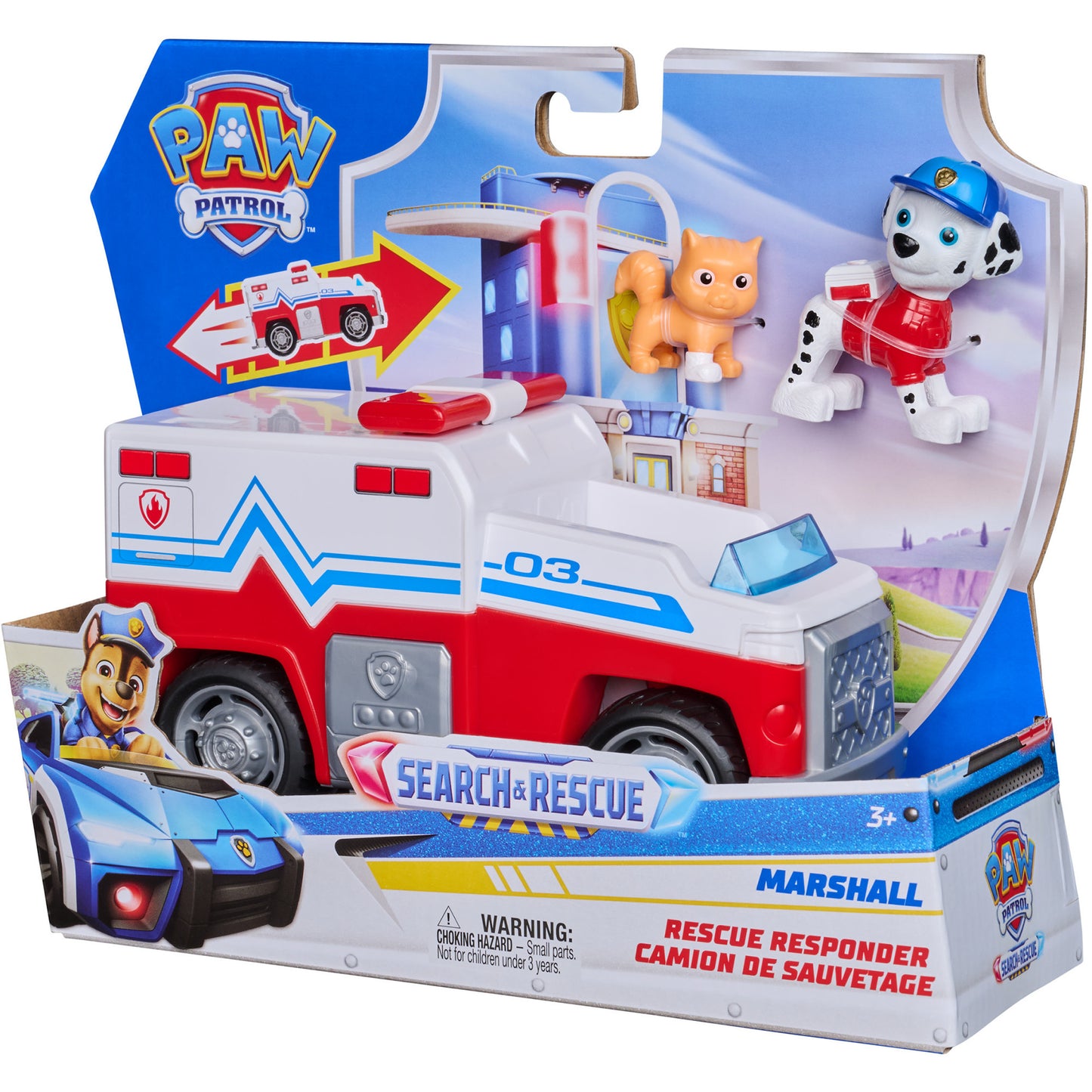 Paw Patrol - Search & Rescue: Marshalls Rettungsfahrzeug mit 2 Figuren, Spielfahrzeug
