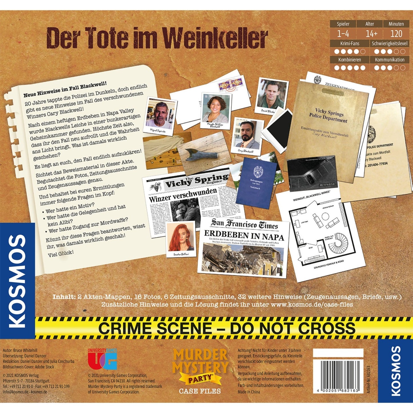 KOSMOS Murder Mystery Case File - Der Tote im Weinkeller, Partyspiel