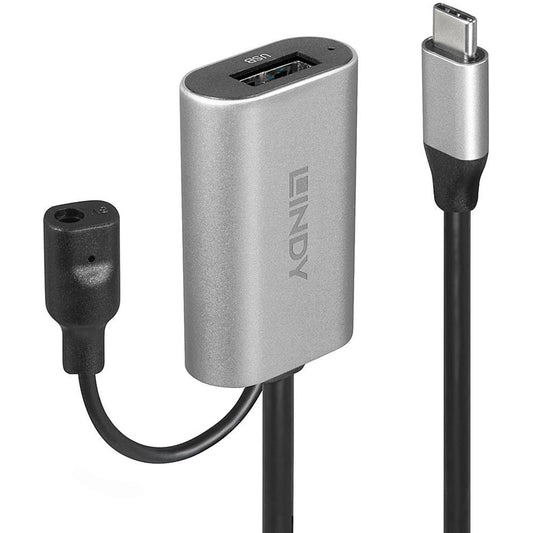 Lindy USB 3.2 Gen 1 Aktivverlängerungskabel, USB-C Stecker > USB-A Buchse (schwarz, 5 Meter)