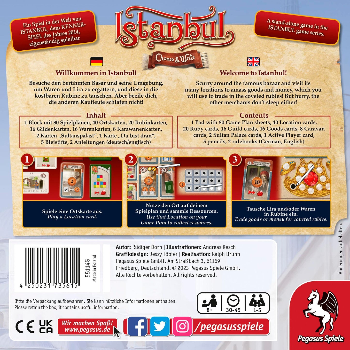 Pegasus Istanbul - Choose & Write, Brettspiel