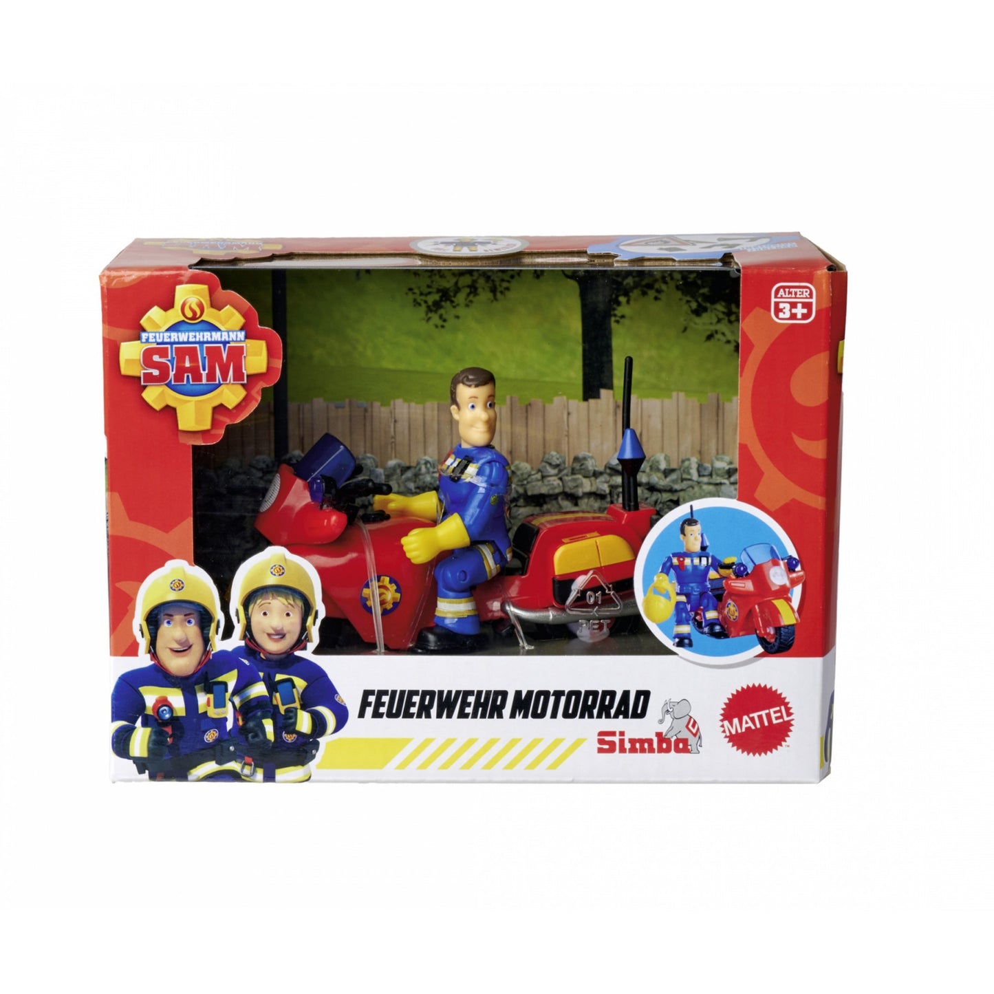 Feuerwehrmann Sam Feuerwehr Motorrad mit Figur, Spielfahrzeug