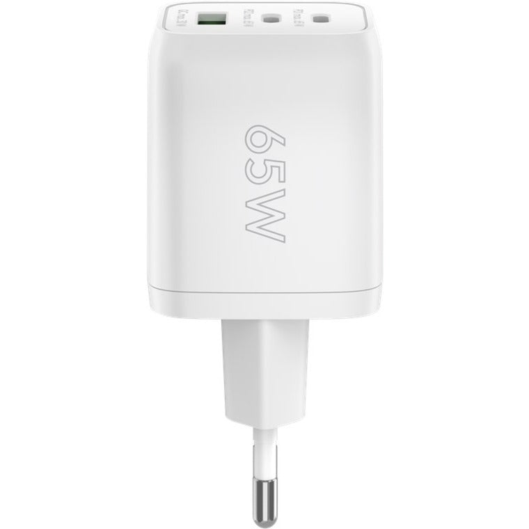 Goobay USB-C Schnellladegerät Nano, PD, GaN, 65 Watt (weiss, 1x USB-A, 2x USB-C PD, Charge 3.0)
