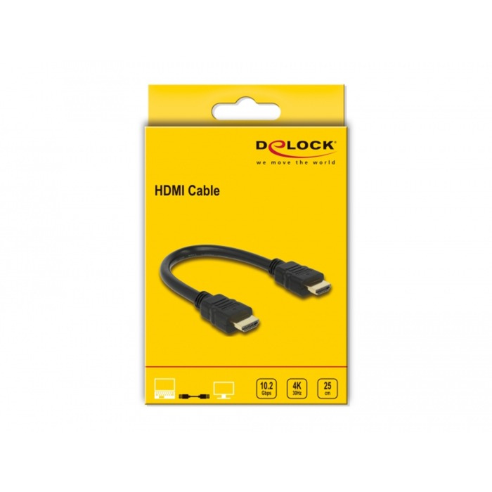 DeLOCK Kabel HDMI A (Stecker) > HDMI A (Stecker) 4K (schwarz, 25cm)