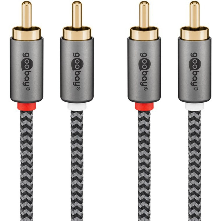 Goobay Plus Stereo-Cinchkabel (schwarz/silber, 5 Meter)