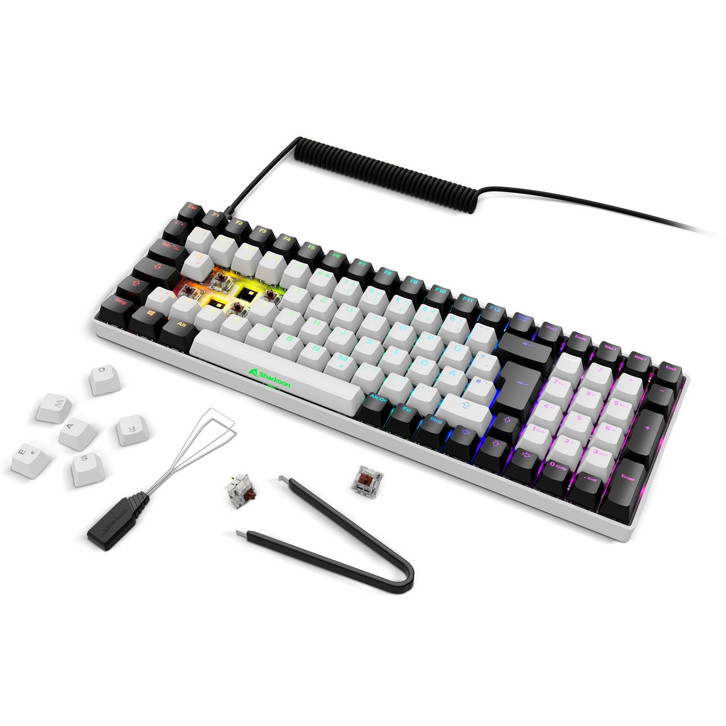 Sharkoon SKILLER SGK50 S2 (weiss, DE-Layout, Gateron Brown)