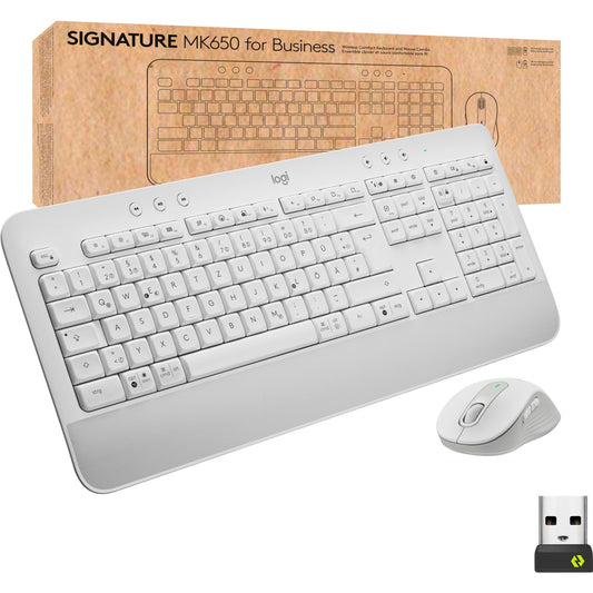 Logitech Signature K650 Combo for Business (weiss, DE-Layout, Plunger, Logi Bolt, Bluetooth, für Windows/macOS/Chrome OS/Linux/iPadOS/Android)