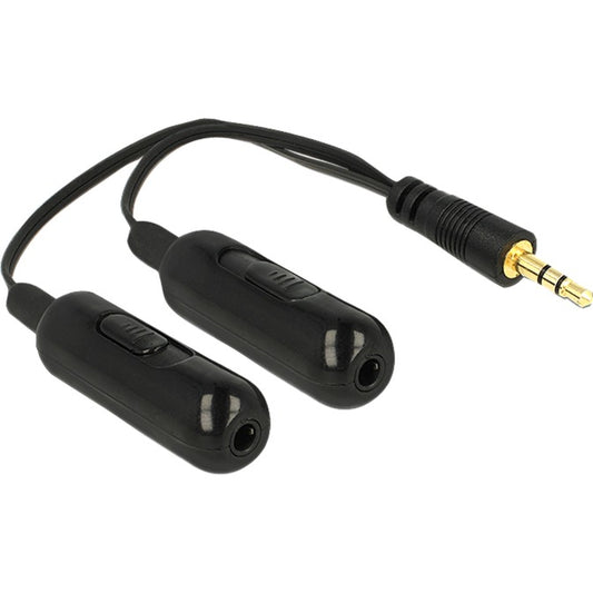 DeLOCK Audiokabel 3,5mm (Stecker) > 2x 3,5mm (Buchse) (schwarz, 19cm)