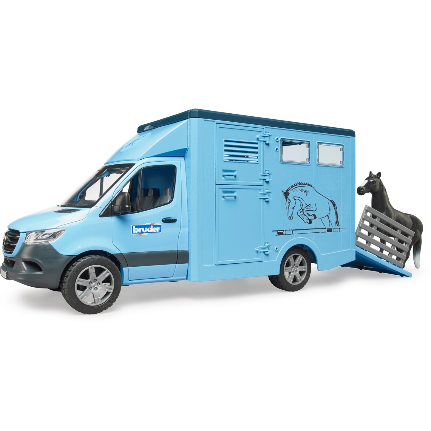 BRUDER MB Sprinter Tiertransporter mit Pferd (blau)