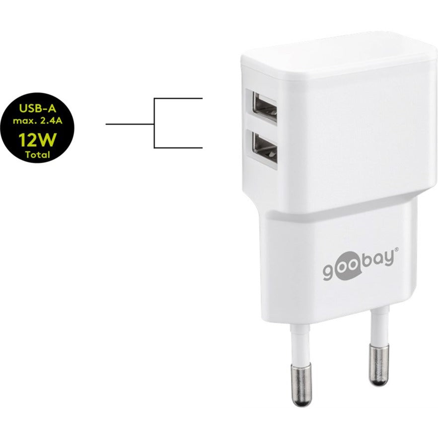 Goobay Micro-USB Dual-Ladeset 18 Watt (weiss, 2,4 A, 1 Meter Kabel USB-A > Micro-USB)