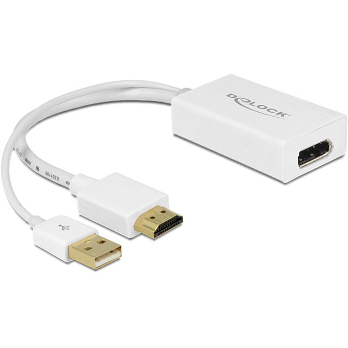 DeLOCK Adapter, USB-A + HDMI Stecker > DisplayPort Buchse (weiss, 25cm)