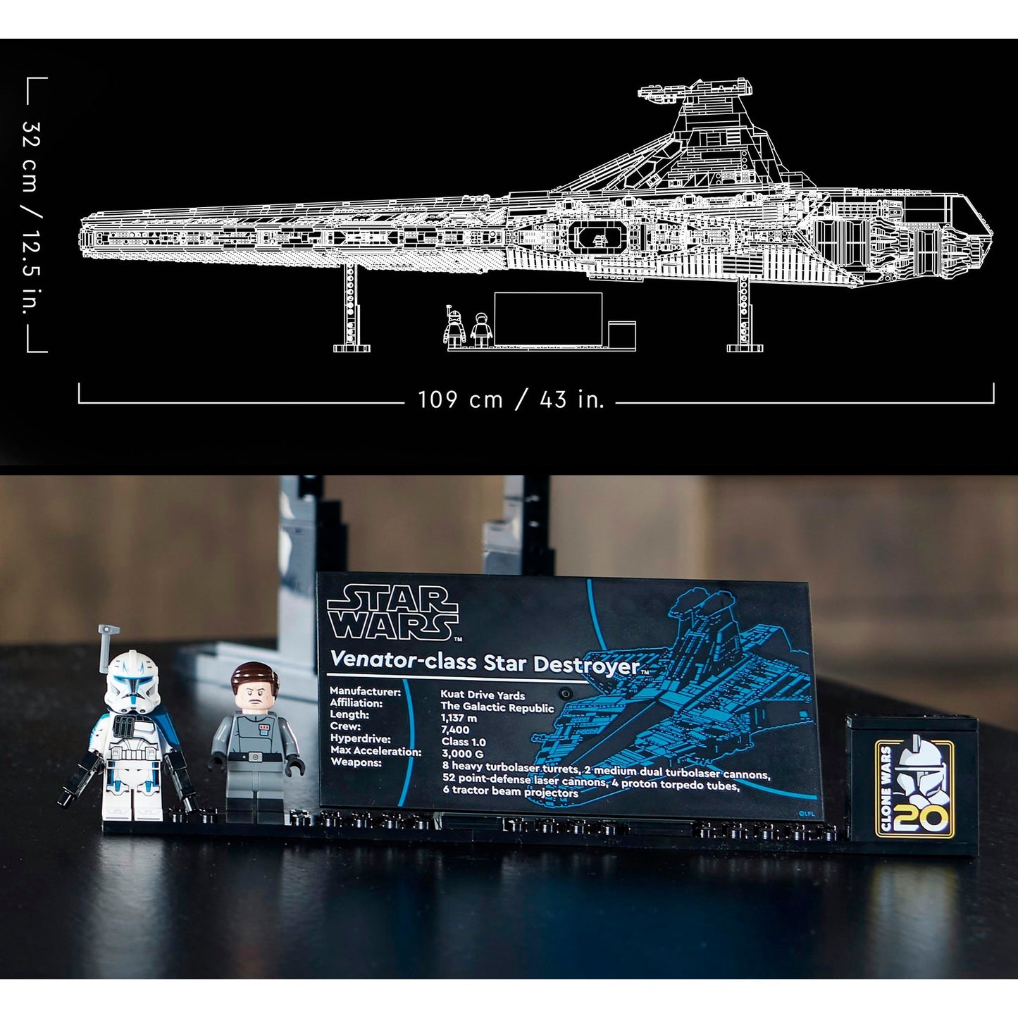 LEGO 75367 Star Wars Republikanischer Angriffskreuzer der Venator-Klasse, Konstruktionsspielzeug