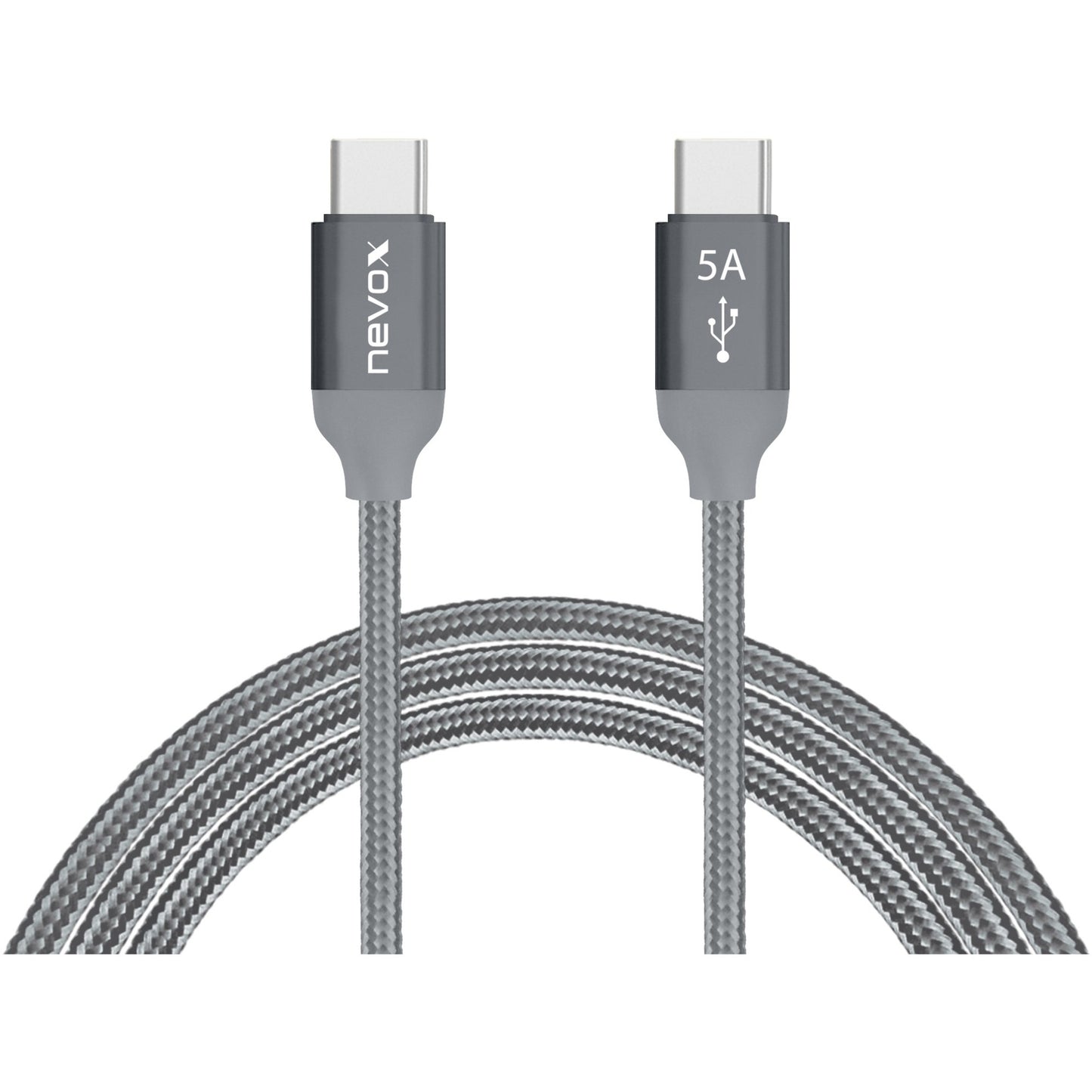 Nevox USB 2.0 Kabel, USB-C Stecker > USB-C Stecker (grau, 2 Meter, PD, Laden mit bis zu 100 Watt)