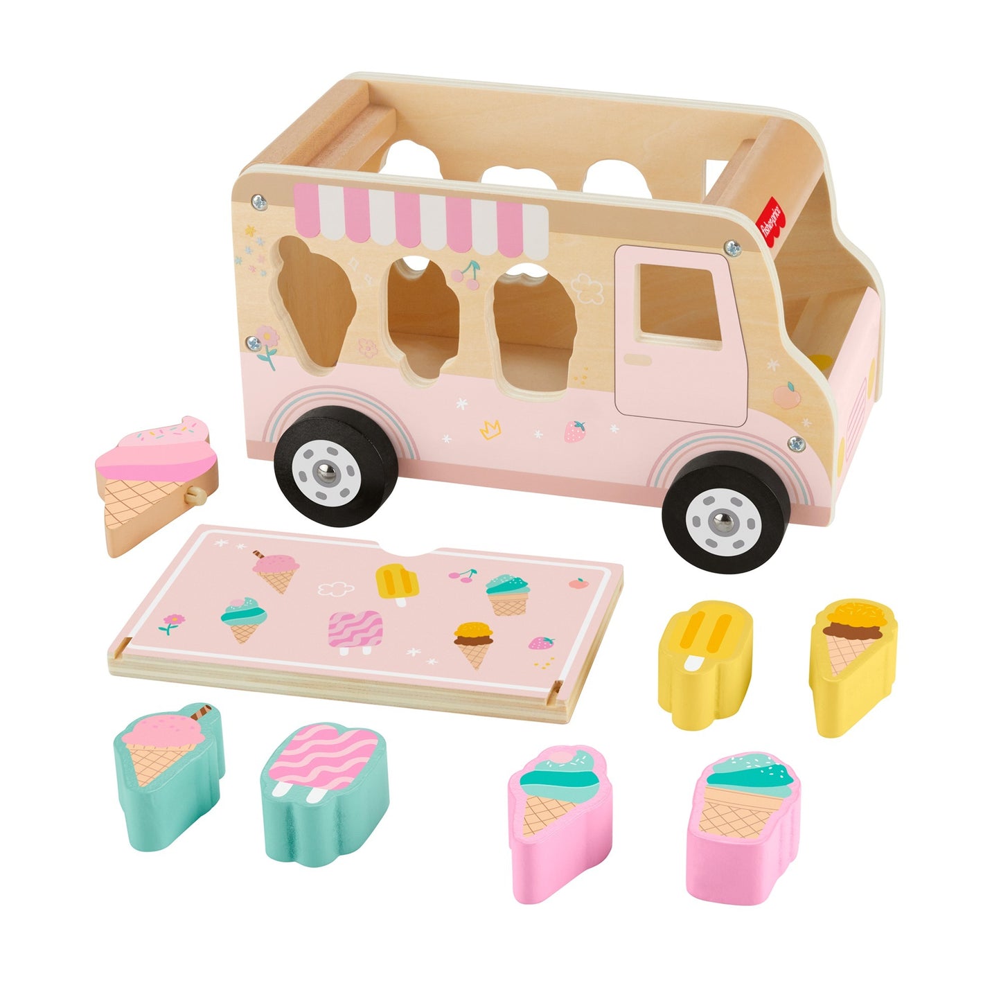 Fisher-Price Eiscreme-Formensortierer aus Holz, Geschicklichkeitsspiel