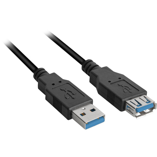 Sharkoon USB 3.2 Gen 1 Verlängerungskabel, USB-A Stecker > USB-A Buchse (schwarz, 1 Meter)