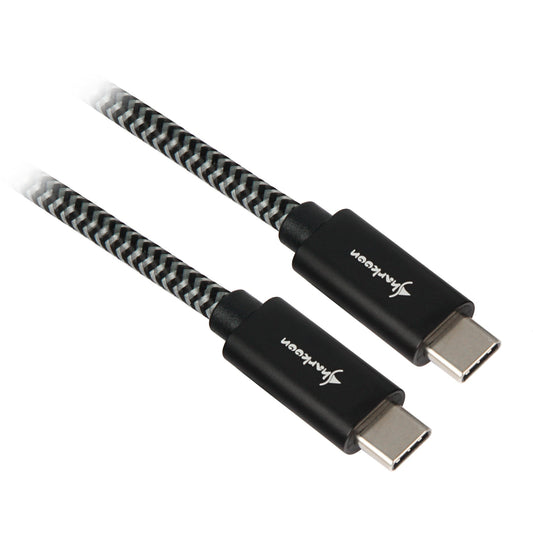 Sharkoon USB 3.2 Gen 2 Kabel, USB-C Stecker > USB-C Stecker (schwarz/grau, 0,5 Meter, gesleevt)