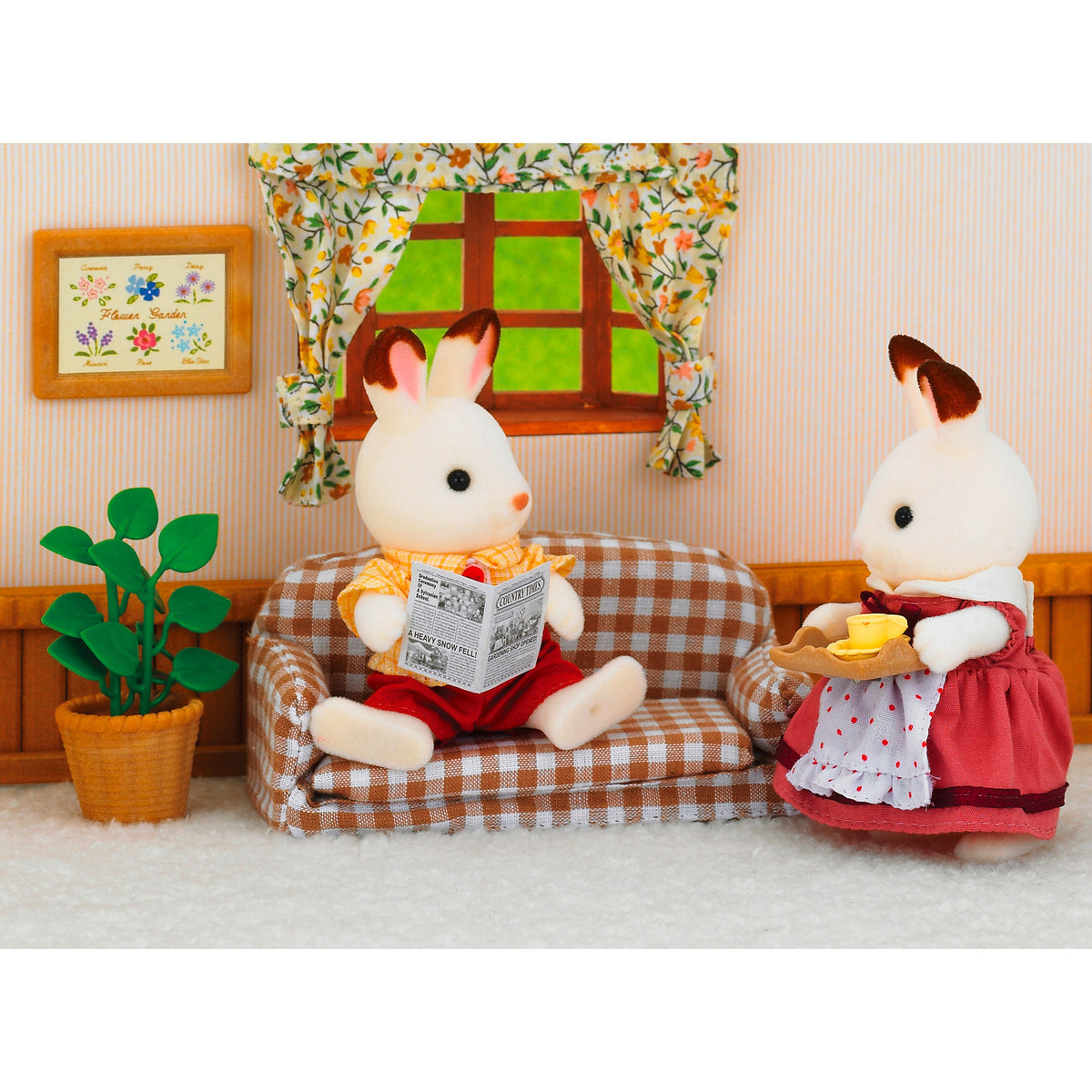 Sylvanian Families - Schokoladenhasen Vater Wohnzimmer Set, Konstruktionsspielzeug