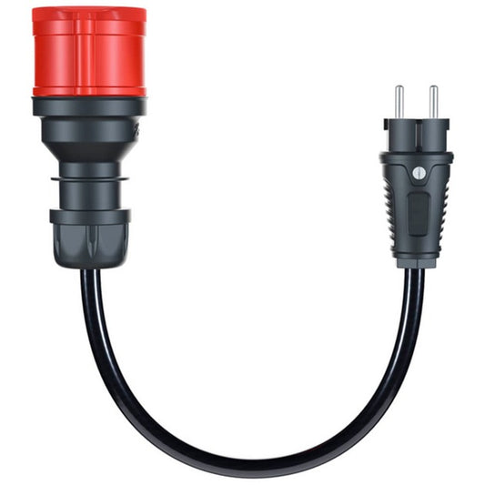 go-e Adapter für Gemini flex 11 kW, CEE rot Drehstrom 16A > Haushaltssteckdose (schwarz, 30cm)