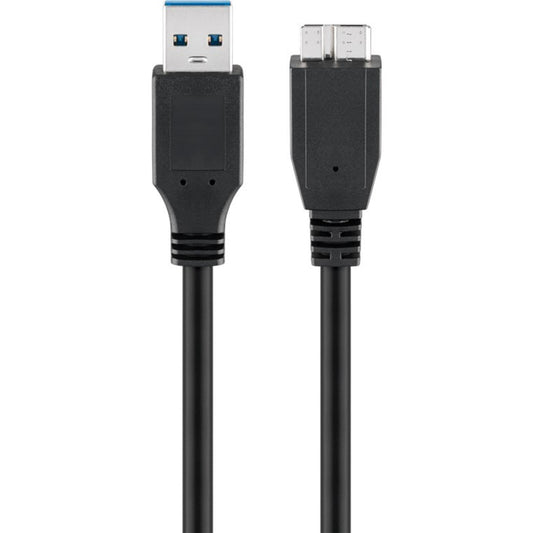 Goobay USB 3.2 Gen 1 Kabel, USB-A Stecker > Micro-USB Stecker (Typ B) (schwarz, 1,8 Meter, SuperSpeed)