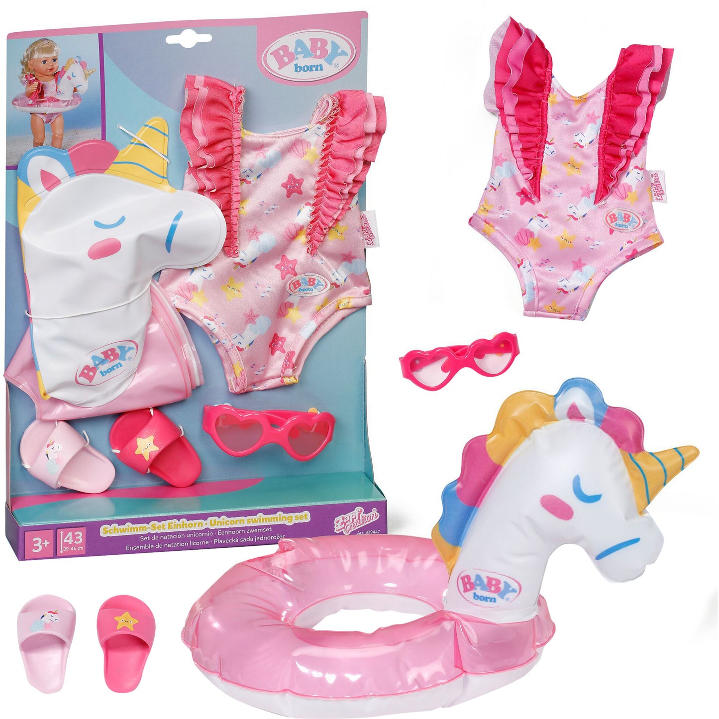 BABY born Schwimm-Set Einhorn 43cm, Puppenzubehör