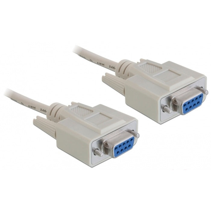 DeLOCK Seriell Nullmodem 9 pin female auf 9 pin female 1.8 m (grau, 1,8 Meter)