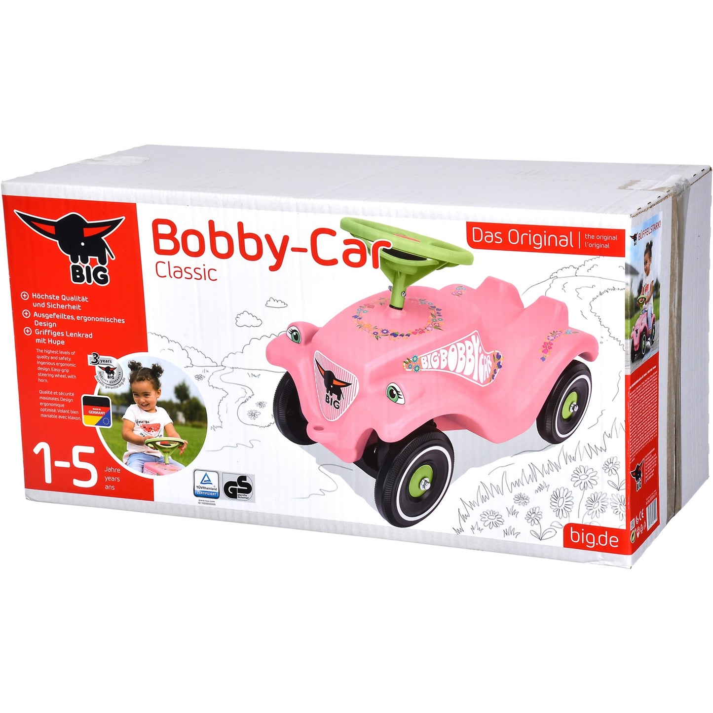 BIG Bobby-Car-Classic Flower (rosa/hellgrün)