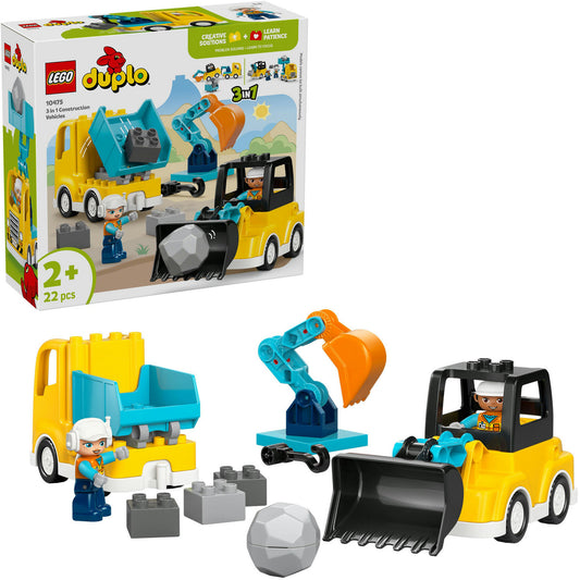 10475 DUPLO Town Baufahrzeuge - 3-in-1-Set, Konstruktionsspielzeug