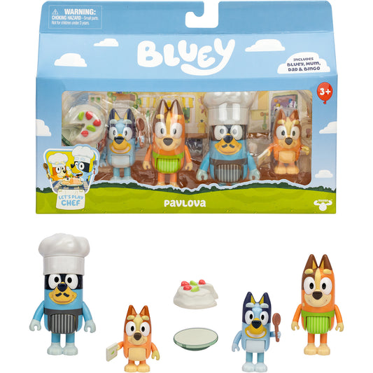 Bluey - Figuren 4er Pack Pavlova, Spielgebäude