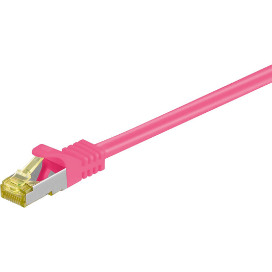 Goobay Patchkabel RJ-45 SFTP, mit Cat 7 Rohkabel (pink, 2 Meter, 500 MHz)