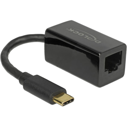 DeLOCK USB 3.2 Gen 1 Adapter, USB-C Stecker > RJ-45 Buchse (schwarz, 13,5cm, Gigabit LAN 10/100/1.000 Mbit/s)