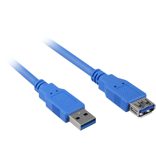 Sharkoon USB 3.2 Gen 1 Verlängerungskabel, USB-A Stecker > USB-A Buchse (blau, 1 Meter, doppelt geschirmt)