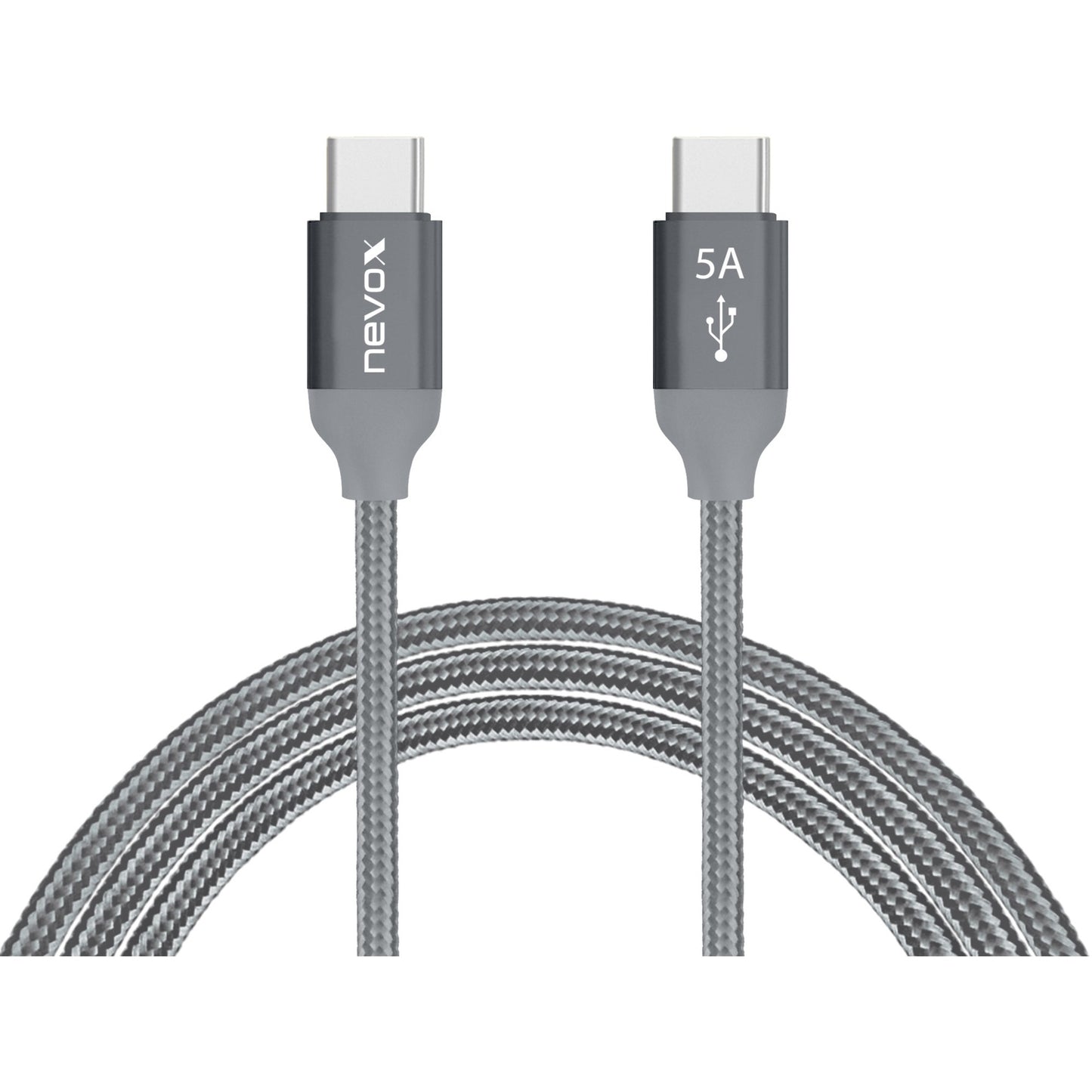 Nevox USB 2.0 Kabel, USB-C Stecker > USB-C Stecker (grau, 1 Meter, PD, Laden mit bis zu 100 Watt)