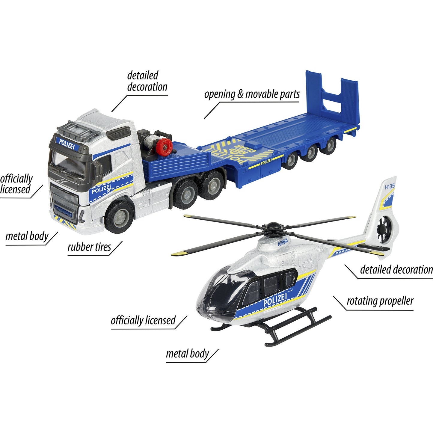 Volvo Truck + Airbus Police Helicopter, Spielfahrzeug