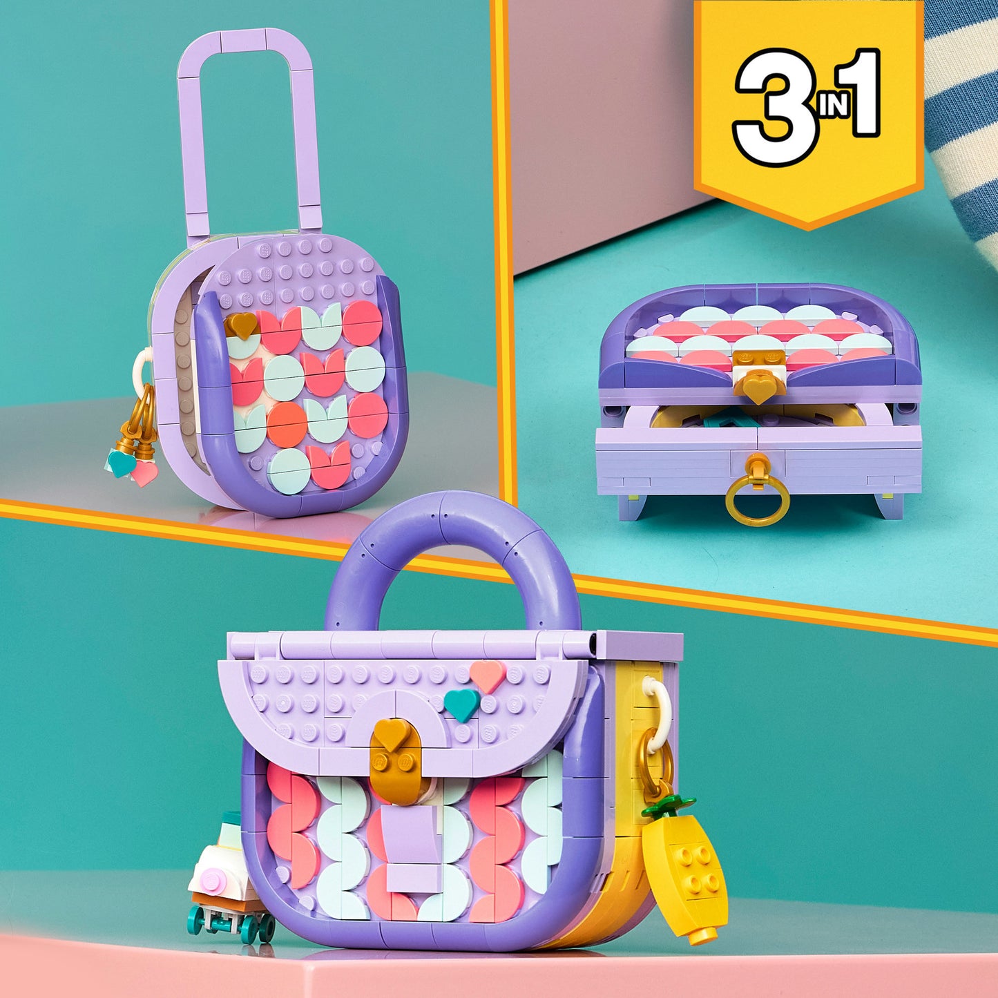 31391 Creator 3-in-1 Modische Tasche mit Staufach, Konstruktionsspielzeug