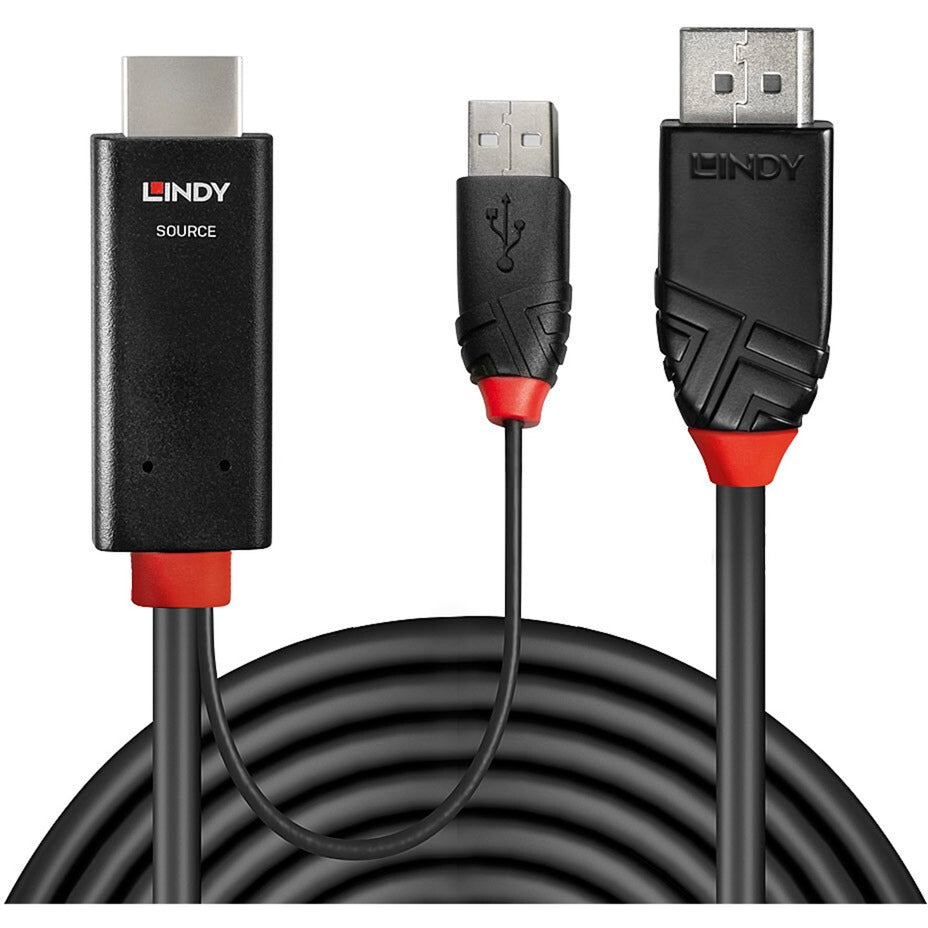 Lindy Adapterkabel HDMI > DisplayPort (schwarz/rot, 1 Meter)