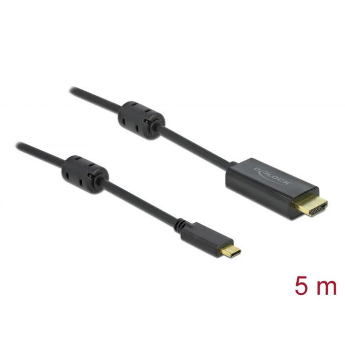 DeLOCK USB Adapterkabel, USB-C Stecker > HDMI 4K Stecker (schwarz, 5 Meter, Aktivkabel)