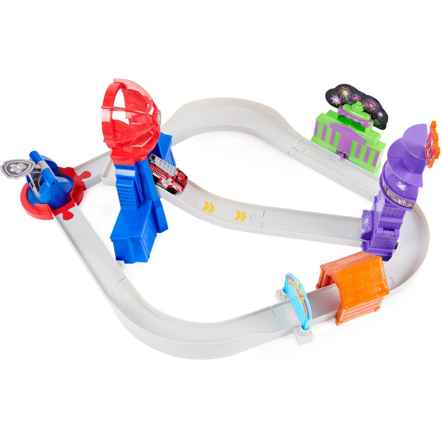 Spin Master Paw Patrol, True Metal Total City Rescue Movie Rennstrecken-Set, Rennbahn