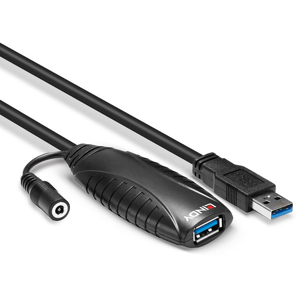 Lindy USB 3.2 Gen 1 Aktivverlängerungskabel, USB-A Stecker > USB-A Buchse (schwarz, 10 Meter)