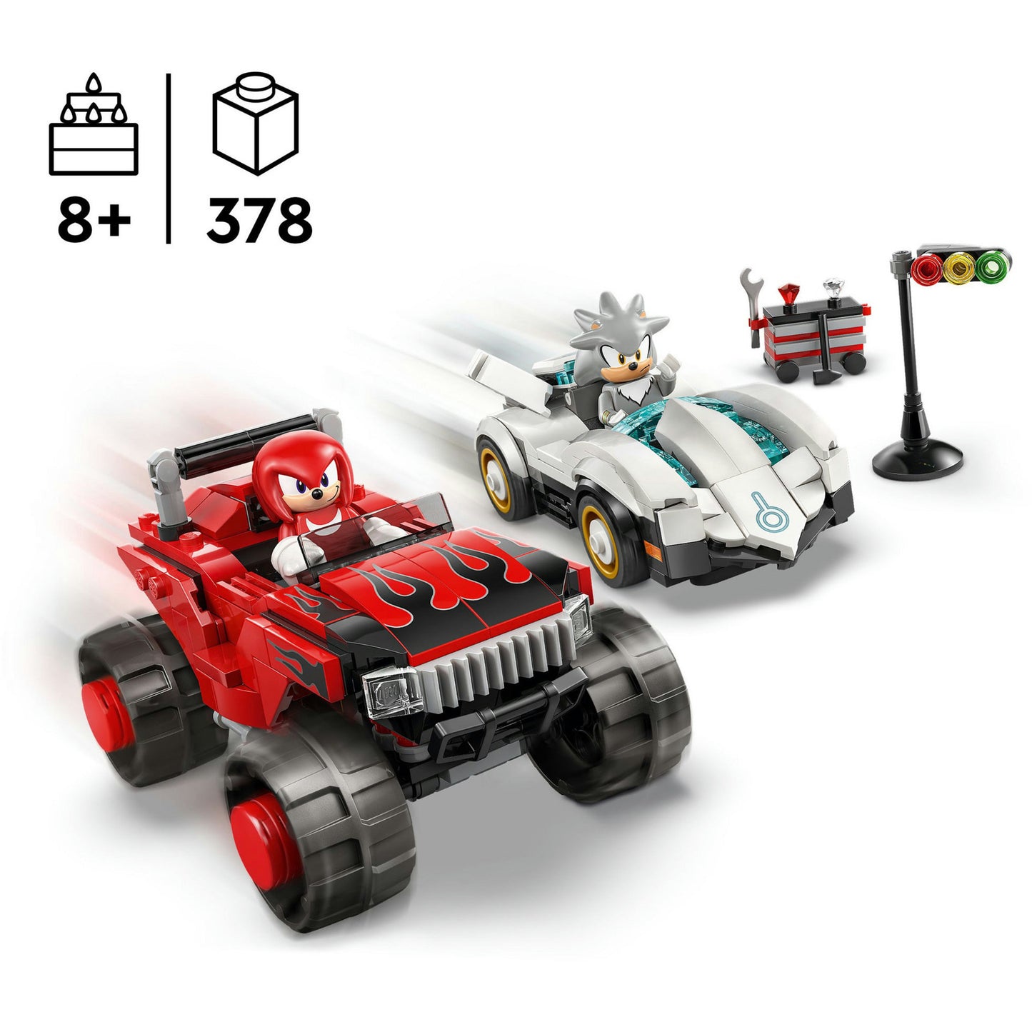 77118 Sonic the Hedgehog Silvers Auto vs. Knuckles' Monstertruck, Konstruktionsspielzeug
