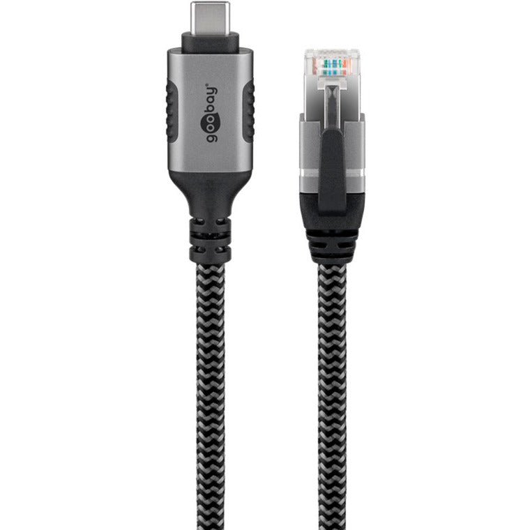 Goobay Ethernet-Kabel USB-C 3.2 Gen1 Stecker > RJ-45 Stecker (schwarz/silber, 15 Meter)