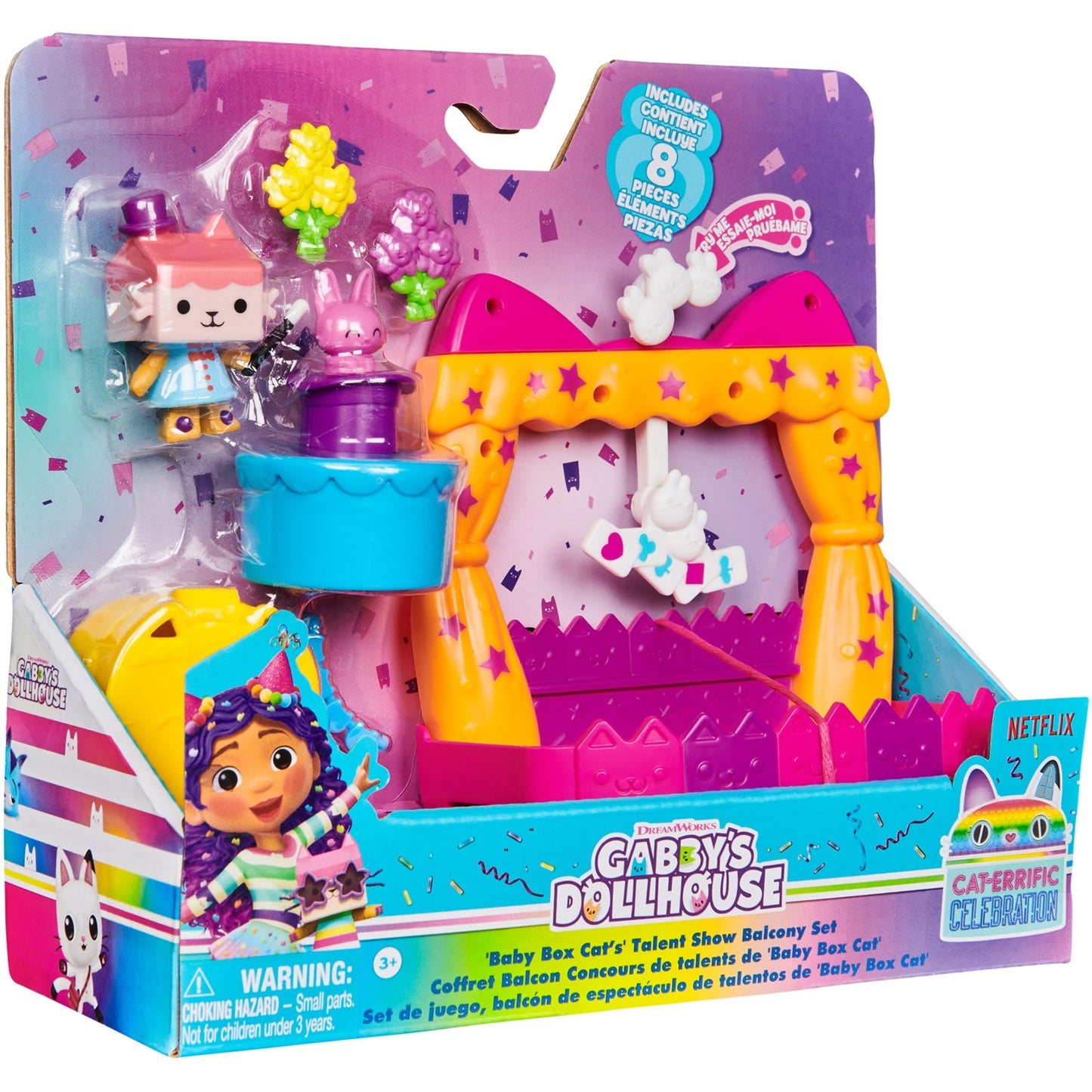 Spinmaster Gabby's Dollhouse - Balkon-Spielset Baby Box Talentwettbewerb