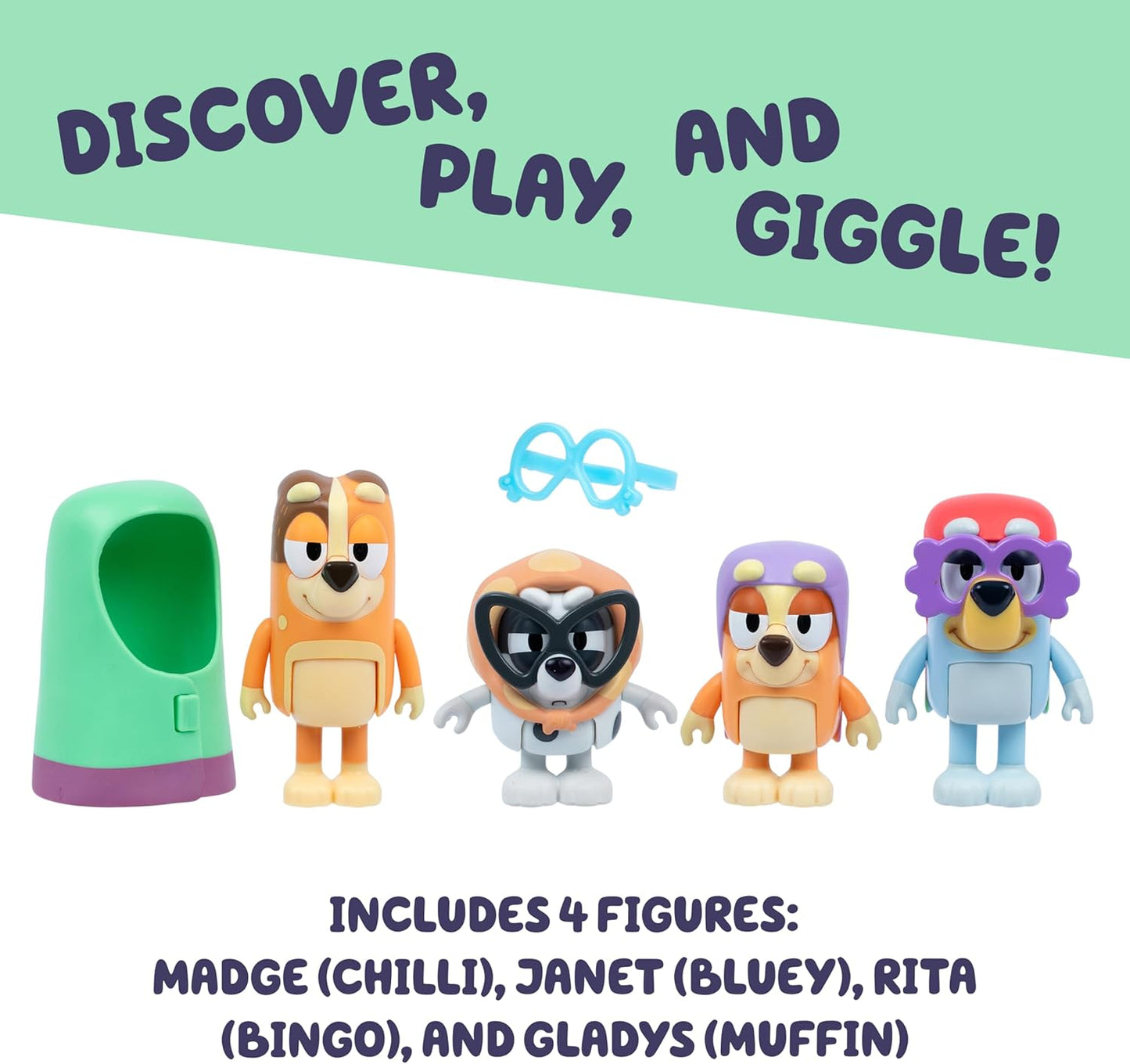 Bluey - 4er-Figurenpackung Hier kommen die Omis, Spielfigur