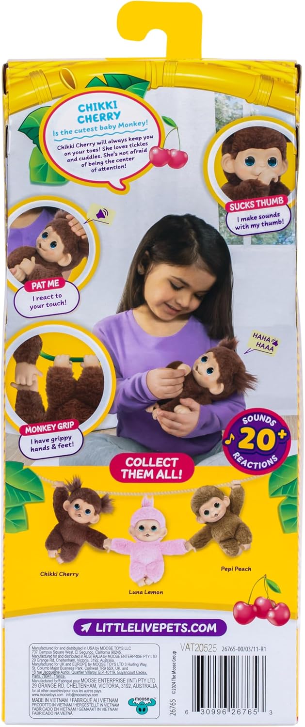 Little Live Pets - My Baby Monkey Minis Brown Cherri, Kuscheltier