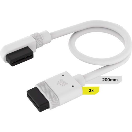 Corsair iCUE LINK Slim-Kabel, 200mm, 90° abgewinkelt (weiss, 2 Stück)