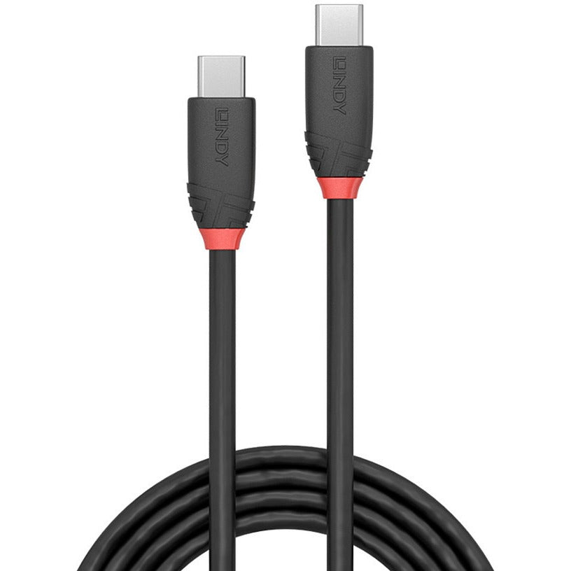 Lindy USB 3.2 Gen 2x2 Kabel Black Line, USB-C Stecker > USB-C Stecker (schwarz, 0,5 Meter, Laden mit bis zu 60 Watt)