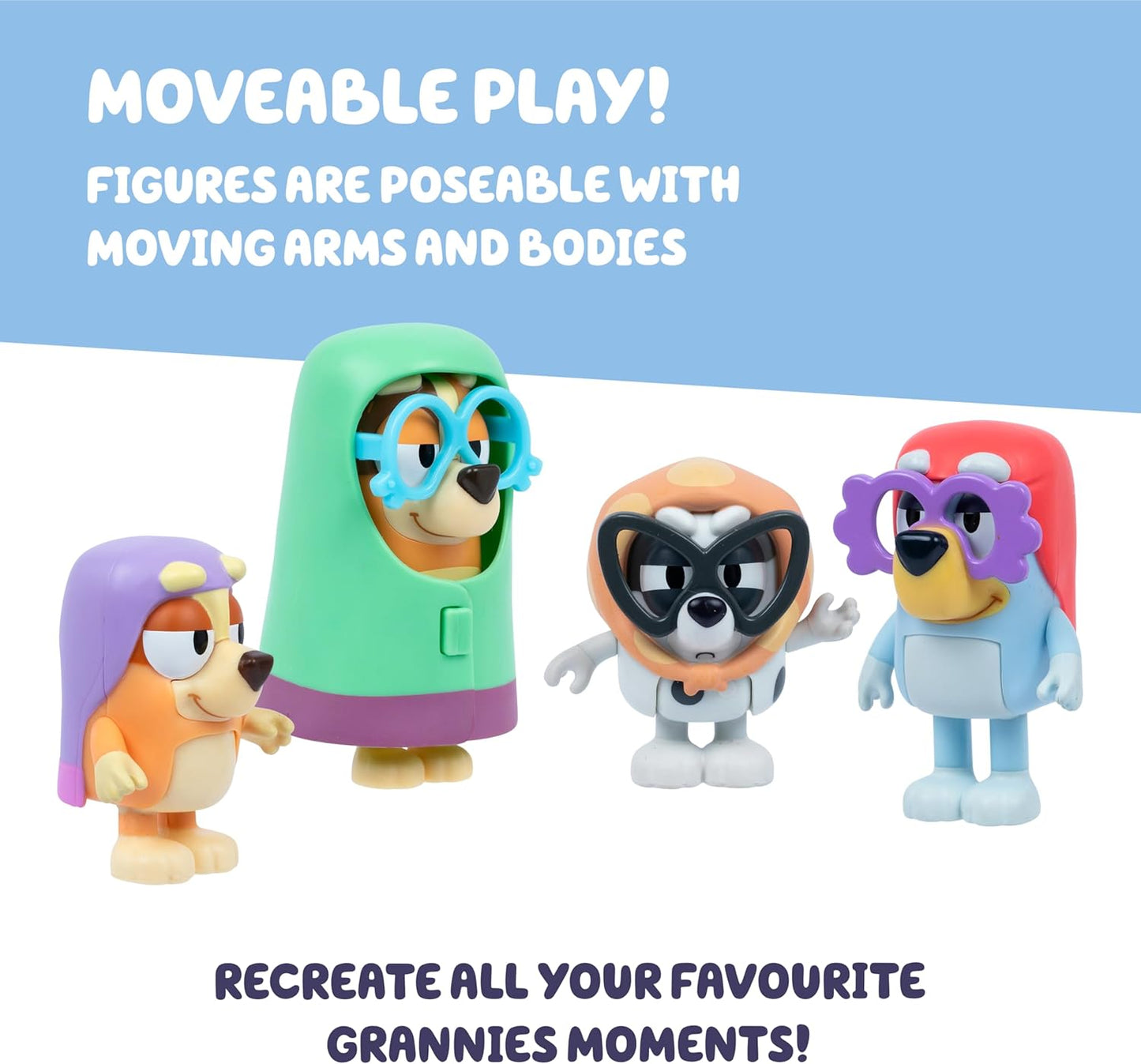 Bluey - 4er-Figurenpackung Hier kommen die Omis, Spielfigur
