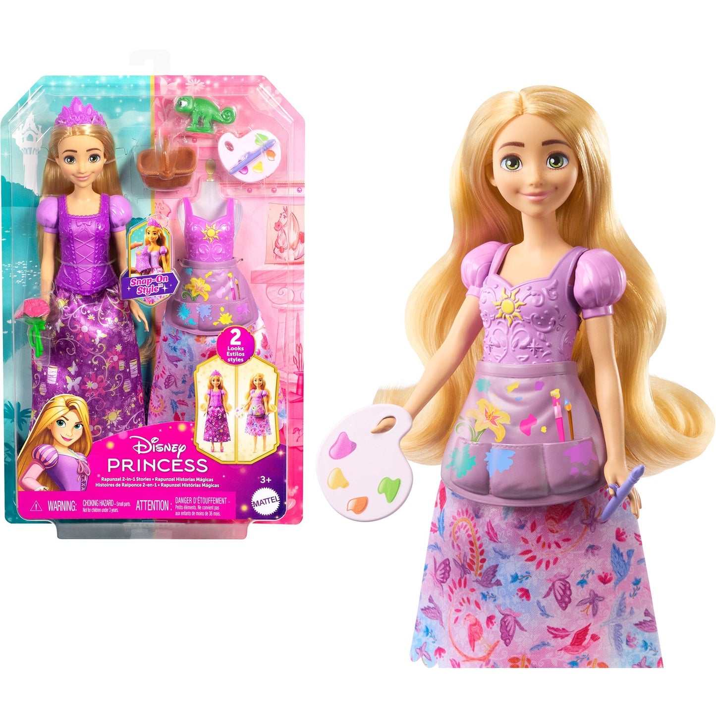 Disney Princess 2-in-1-Geschichten Rapunzel-Modepuppe
